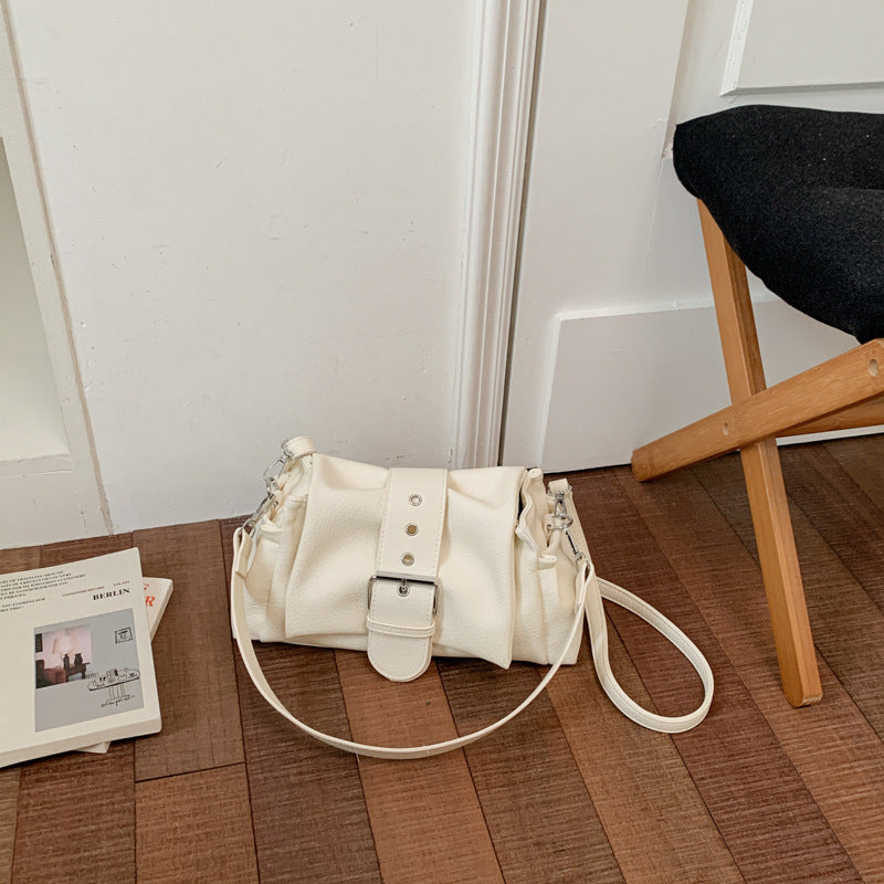 Solid-Color Single-Shoulder Underarm Bag in White