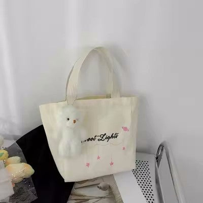 Women's Canvas Shoulder Bag in white no pendant - product photo 14