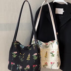 Women's Canvas Bucket Bag in off-white embroidery - product photo 1