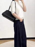 Women's Leather Bag in coffee color plain weave - product photo 3