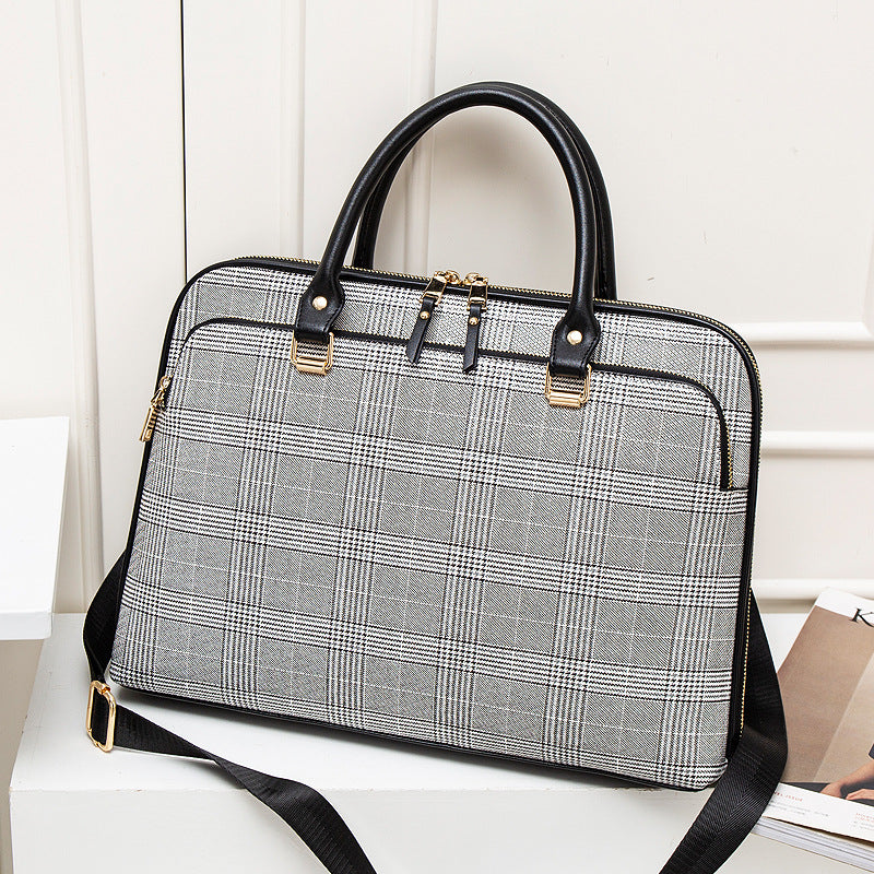 Women's Bag in black and white grid - product photo 5