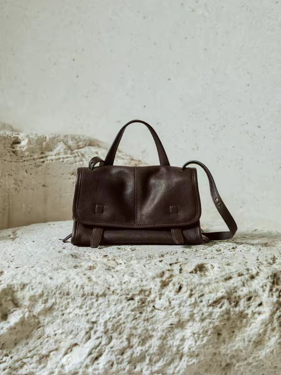 Women's Genuine Leather Crossbody Bag in elephant gray mini - product photo 2