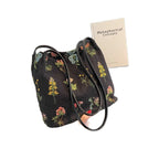Women's Canvas Bucket Bag in off-white embroidery - product photo 3