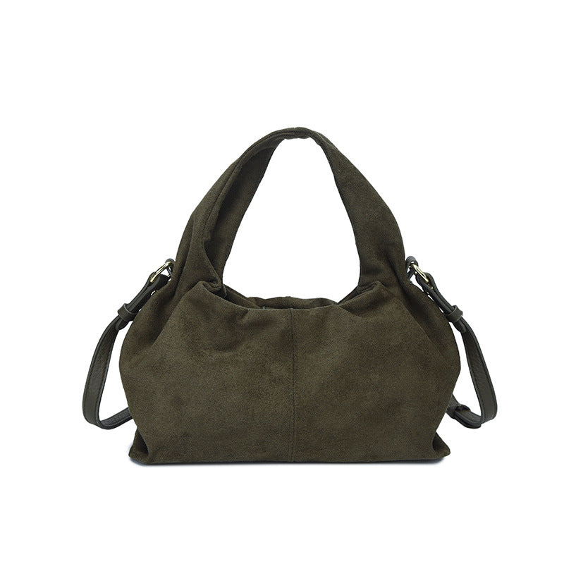 Women's Suede Handbag in coffee - product photo 7