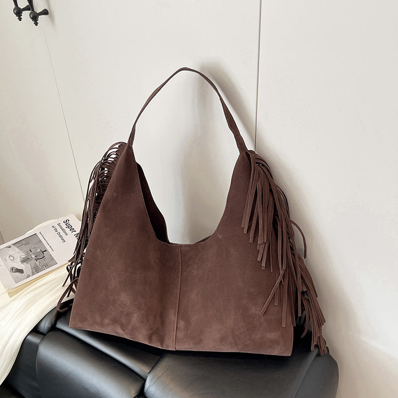 Women's Suede Tote Bag in black - product photo 4
