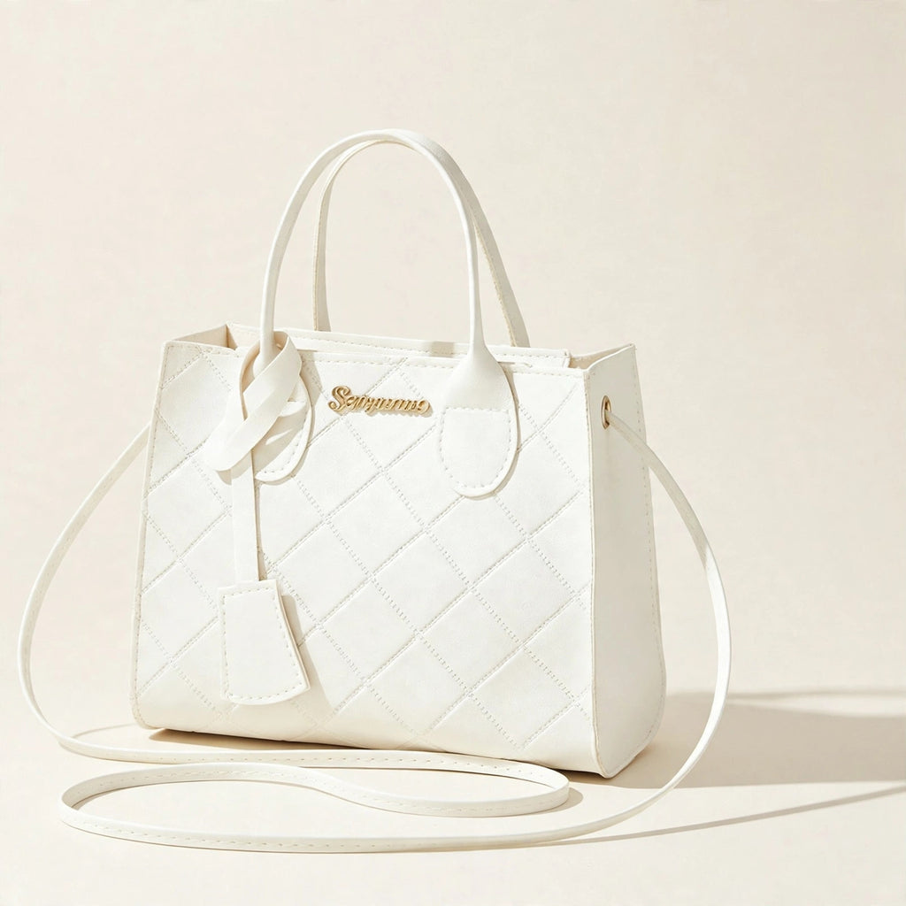 Embroidered Quilted Plaid Handbag - view 11