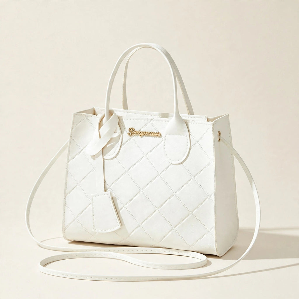Embroidered Quilted Plaid Handbag - view 13