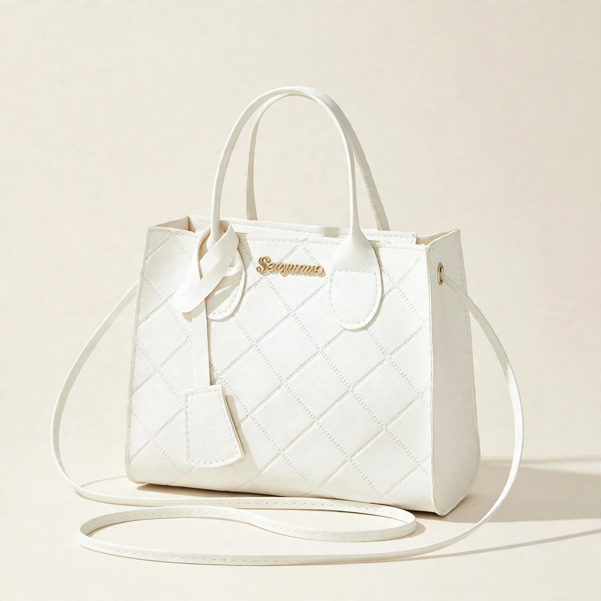 Embroidered Quilted Plaid Handbag - view 13