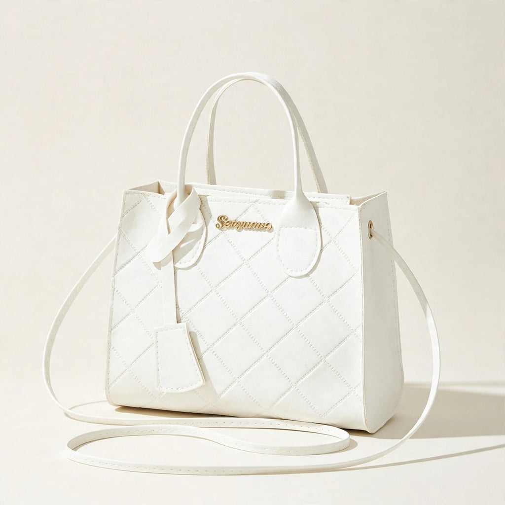 Embroidered Quilted Plaid Handbag - view 15