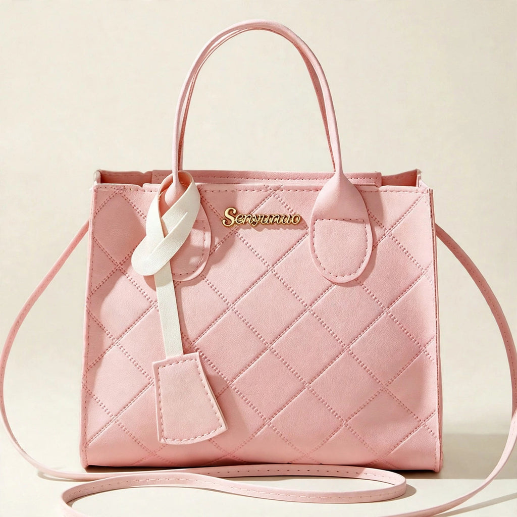 Embroidered Quilted Plaid Handbag - view 16