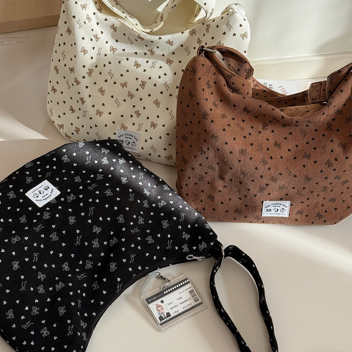 Women's Corduroy Crossbody Bag in cream white - product photo 3