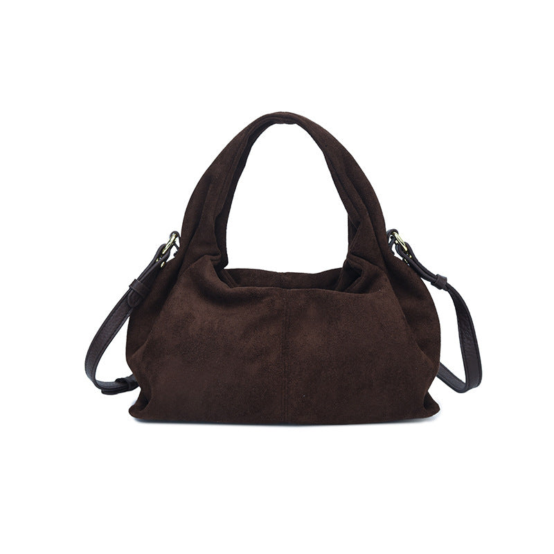 Women's Suede Handbag in coffee - product photo 3