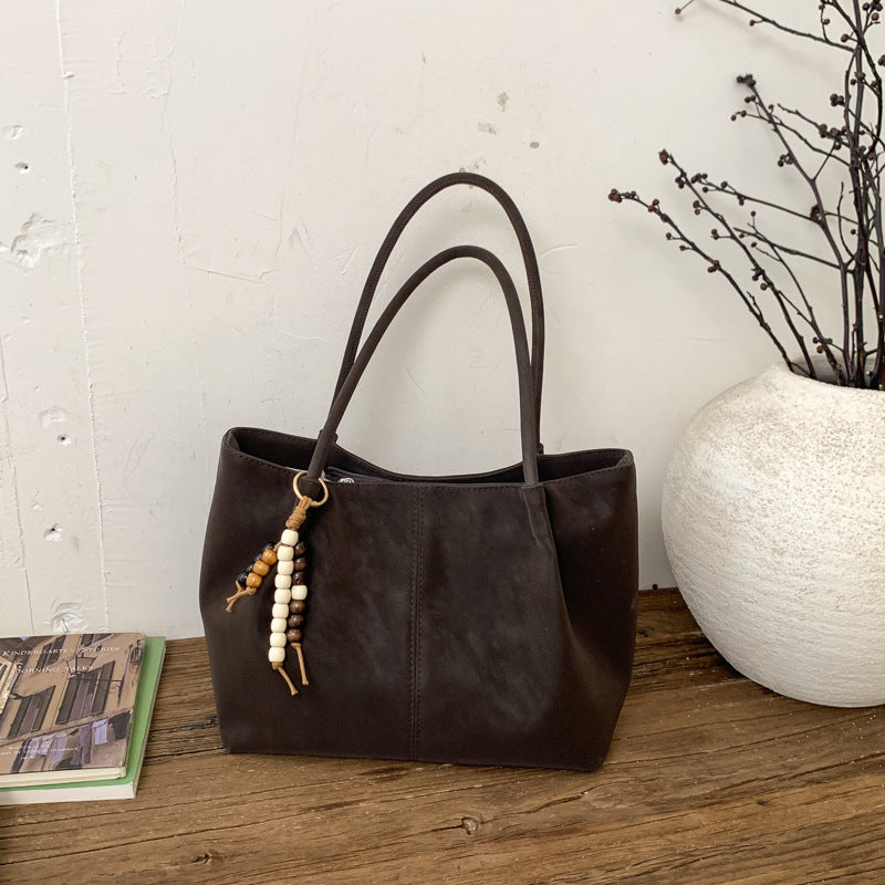 Women's Shoulder Bag in brown with pendant - product photo 8