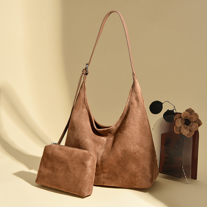 Suede Shoulder Bag with Inner Pocket - view 2