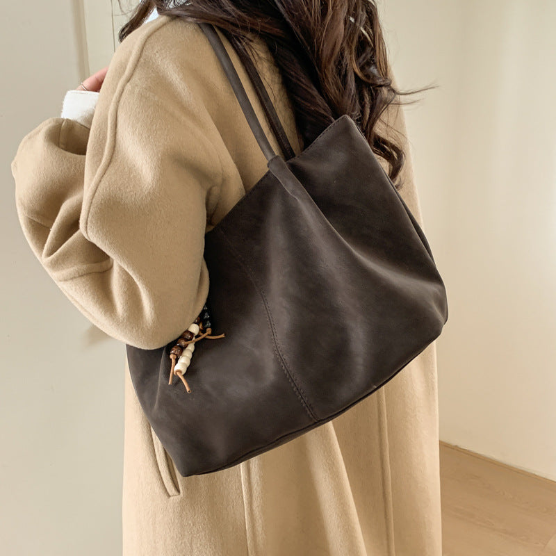 Women's Shoulder Bag in brown with pendant - product photo 2