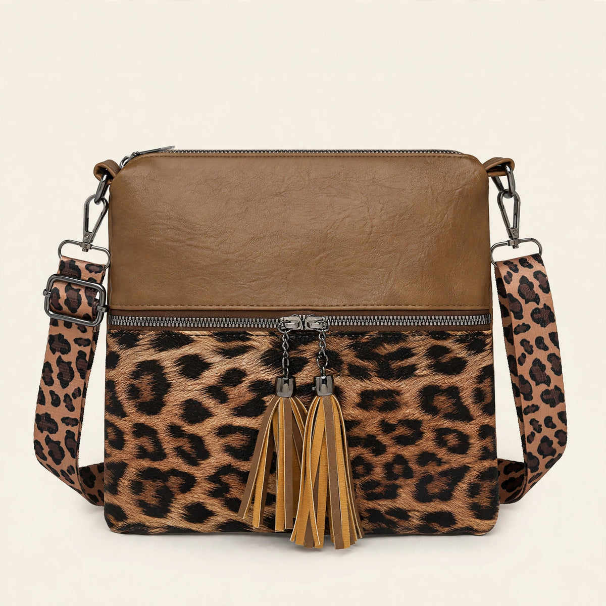 Leopard Print Patchwork Crossbody Bag - view 12