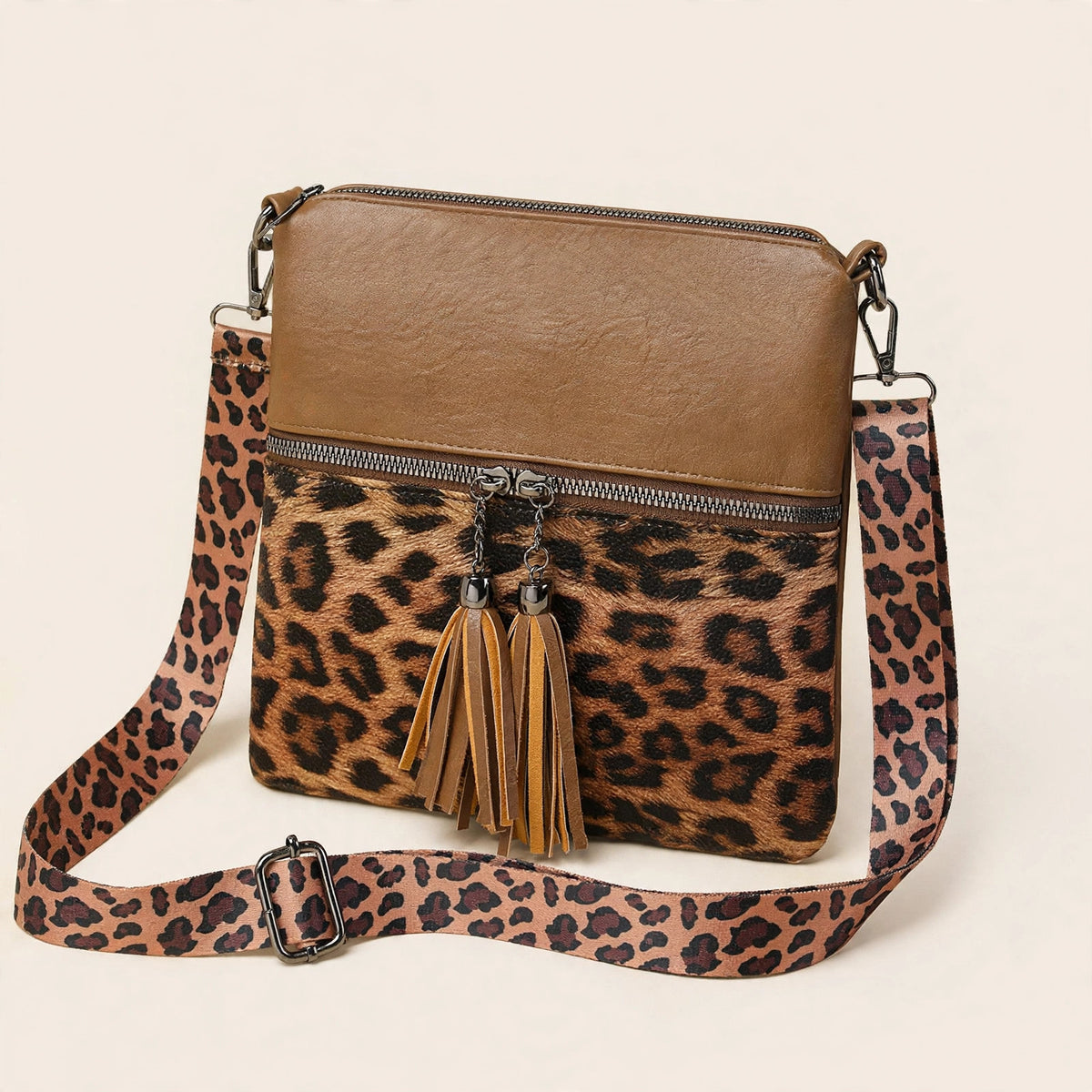 Leopard Print Patchwork Crossbody Bag - view 16