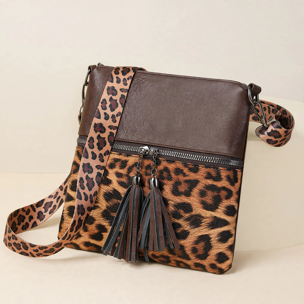 Leopard Print Patchwork Crossbody Bag - view 17