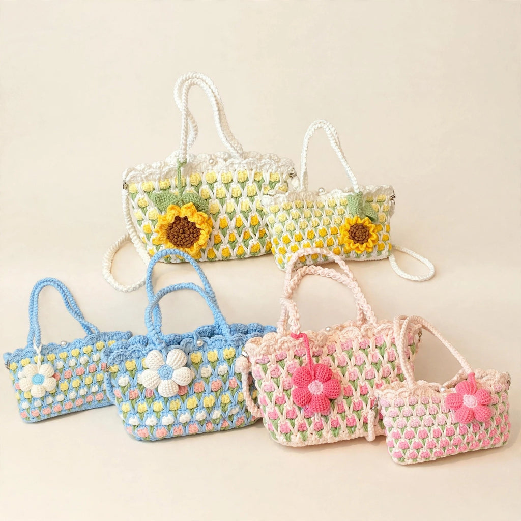 Hand-Crocheted Tulip Shoulder Bag