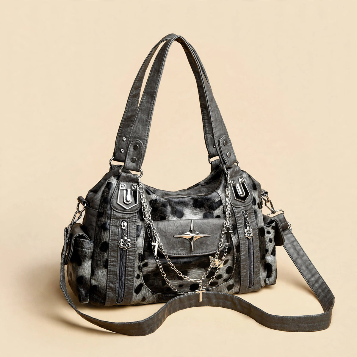 Retro Distressed Chain Tote Bag