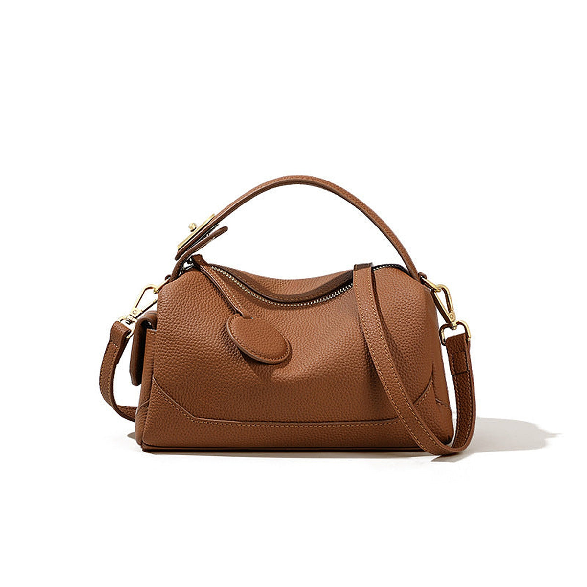 Women's Genuine Leather Handbag in dark brown viney - product photo 2