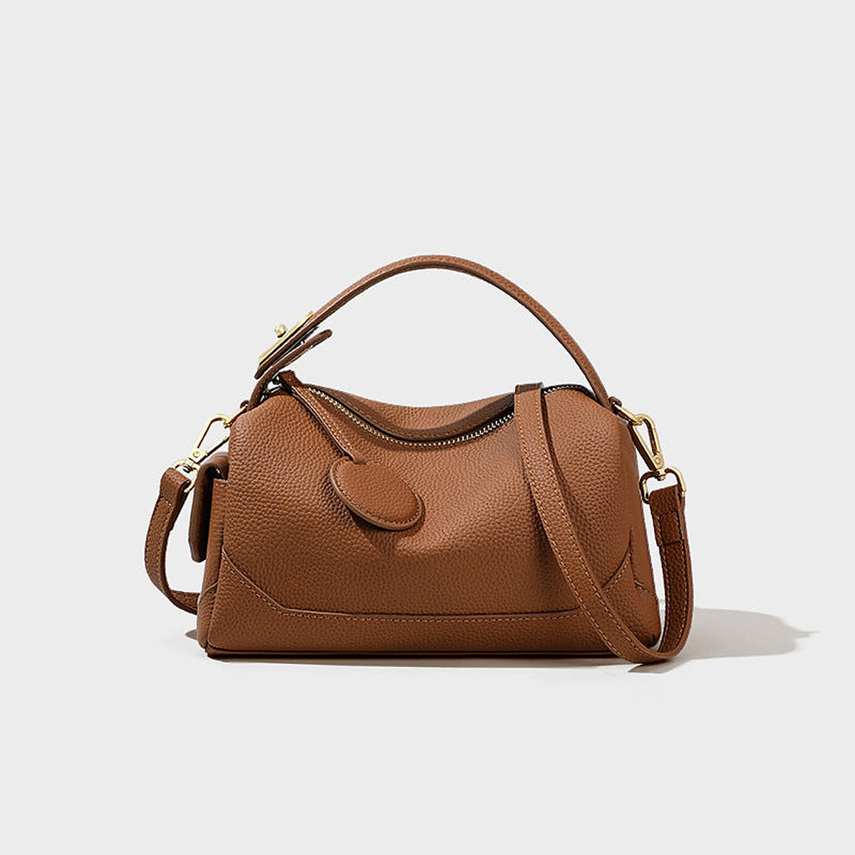 Women's Genuine Leather Handbag in dark brown viney - product photo 4