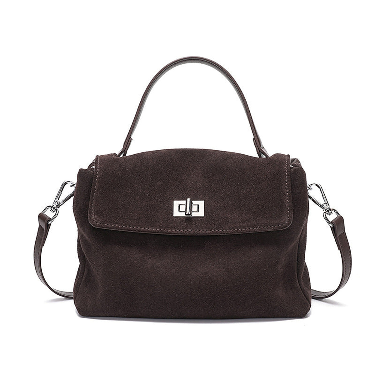 Genuine Leather Suede Crossbody Handbag - product photo 7