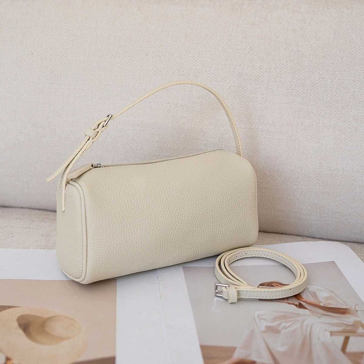 Women's Genuine Leather Crossbody Bag in beige - product photo 6