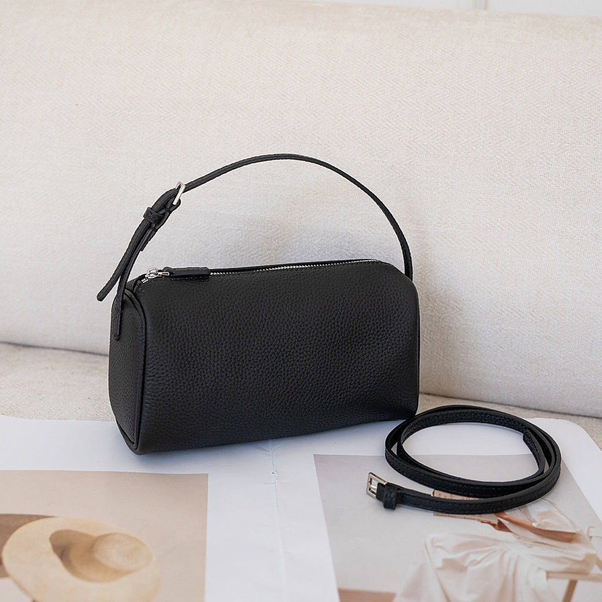 Women's Genuine Leather Crossbody Bag in beige - product photo 7