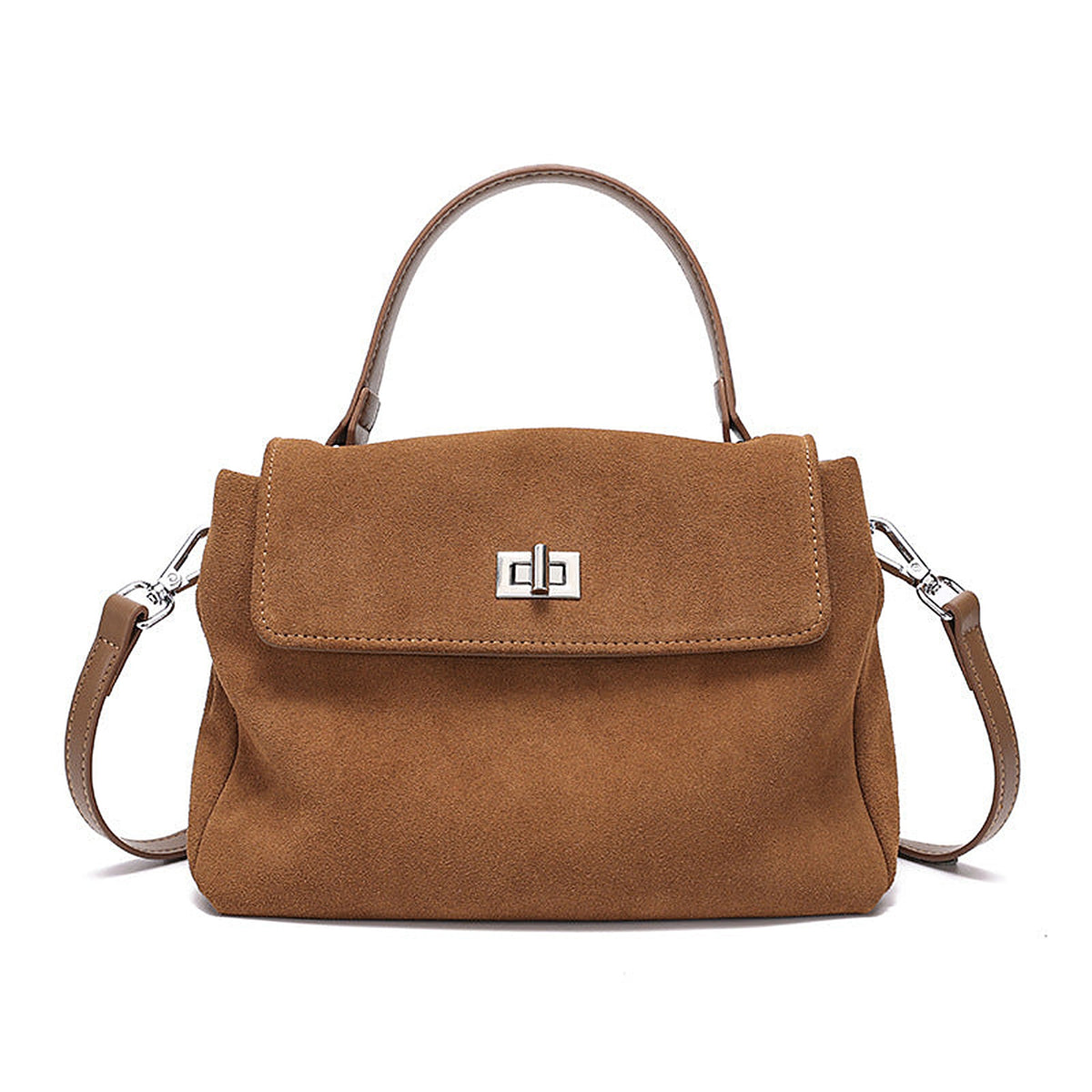 Genuine Leather Suede Crossbody Handbag - product photo 9