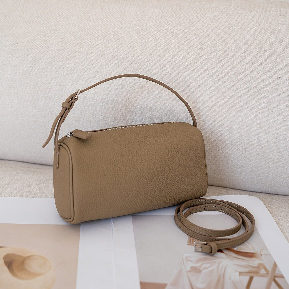 Women's Genuine Leather Crossbody Bag in beige - product photo 8