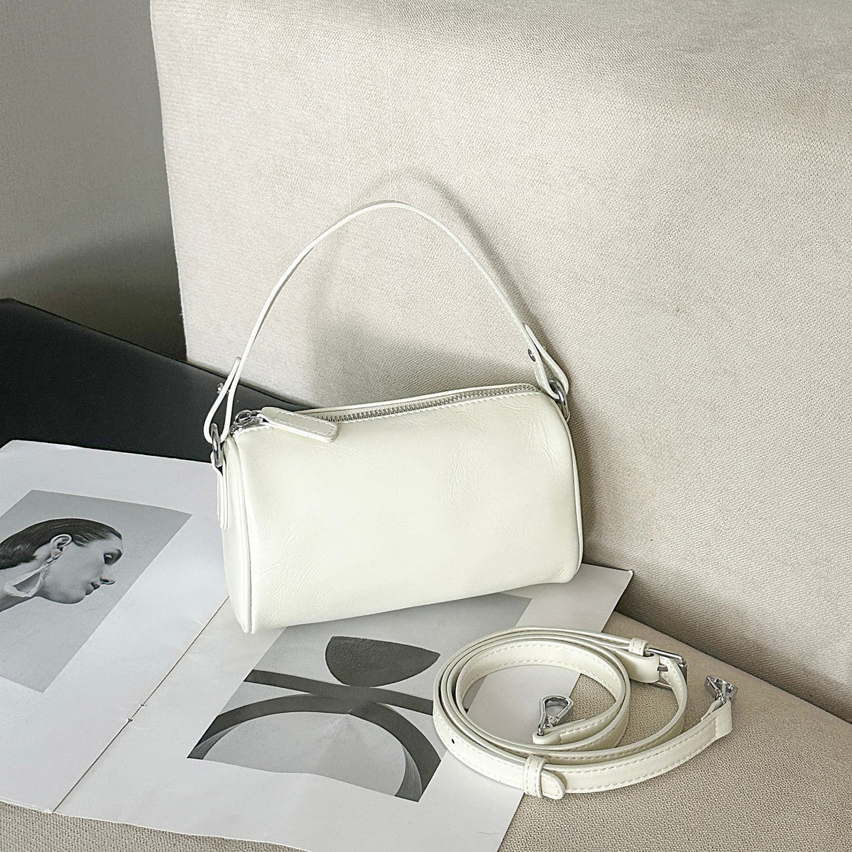 Women's Genuine Leather Crossbody Bag in beige - product photo 12