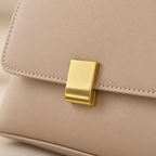 Frankie Structured Flap Solid-Color Shoulder Handbag - clasp detail