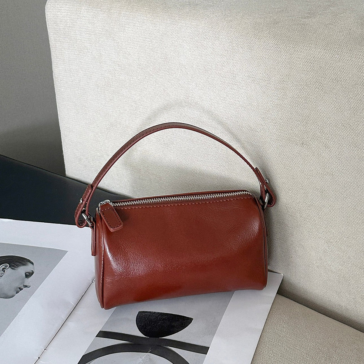Women's Genuine Leather Crossbody Bag in beige - product photo 13