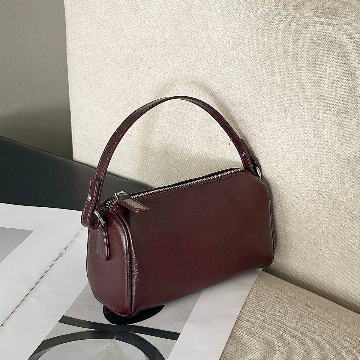 Women's Genuine Leather Crossbody Bag in beige - product photo 14