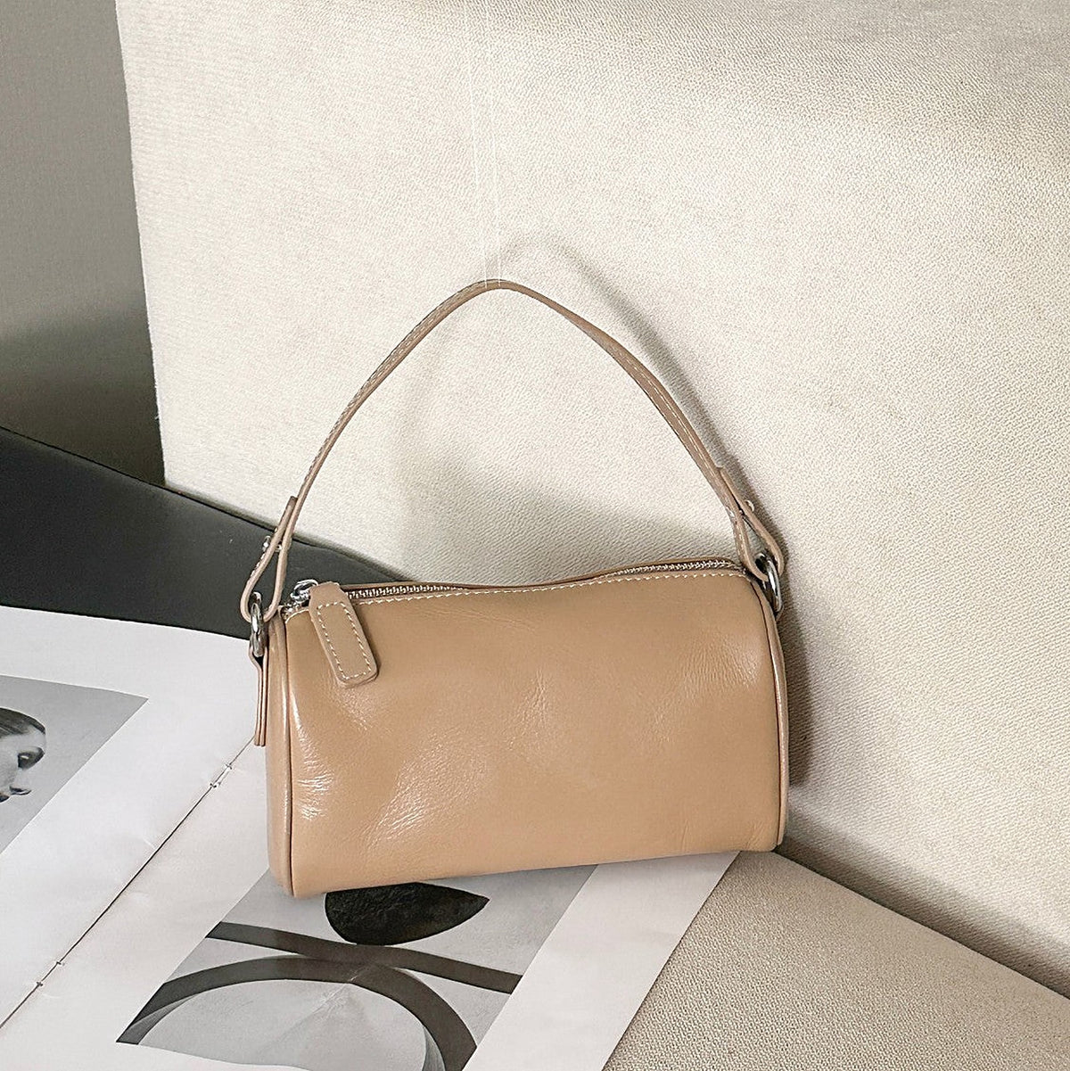 Women's Genuine Leather Crossbody Bag in beige - product photo 15