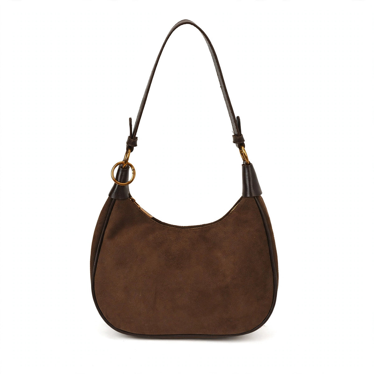Suede Underarm Bag in Coffee without pendant